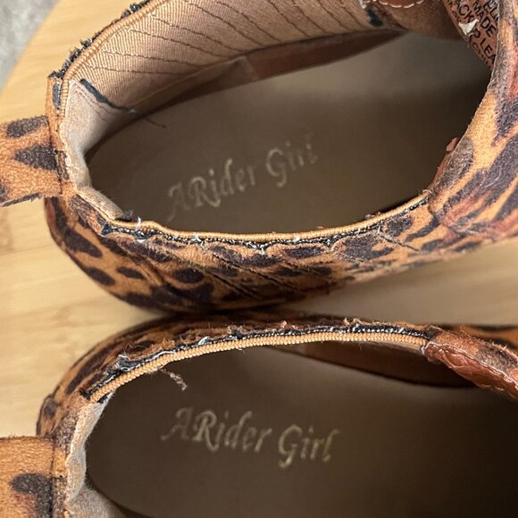 A Rider Girl Leopard Print Faux Suede Booties, Women's Size EU 39; US 8.5 - Picture 6 of 10